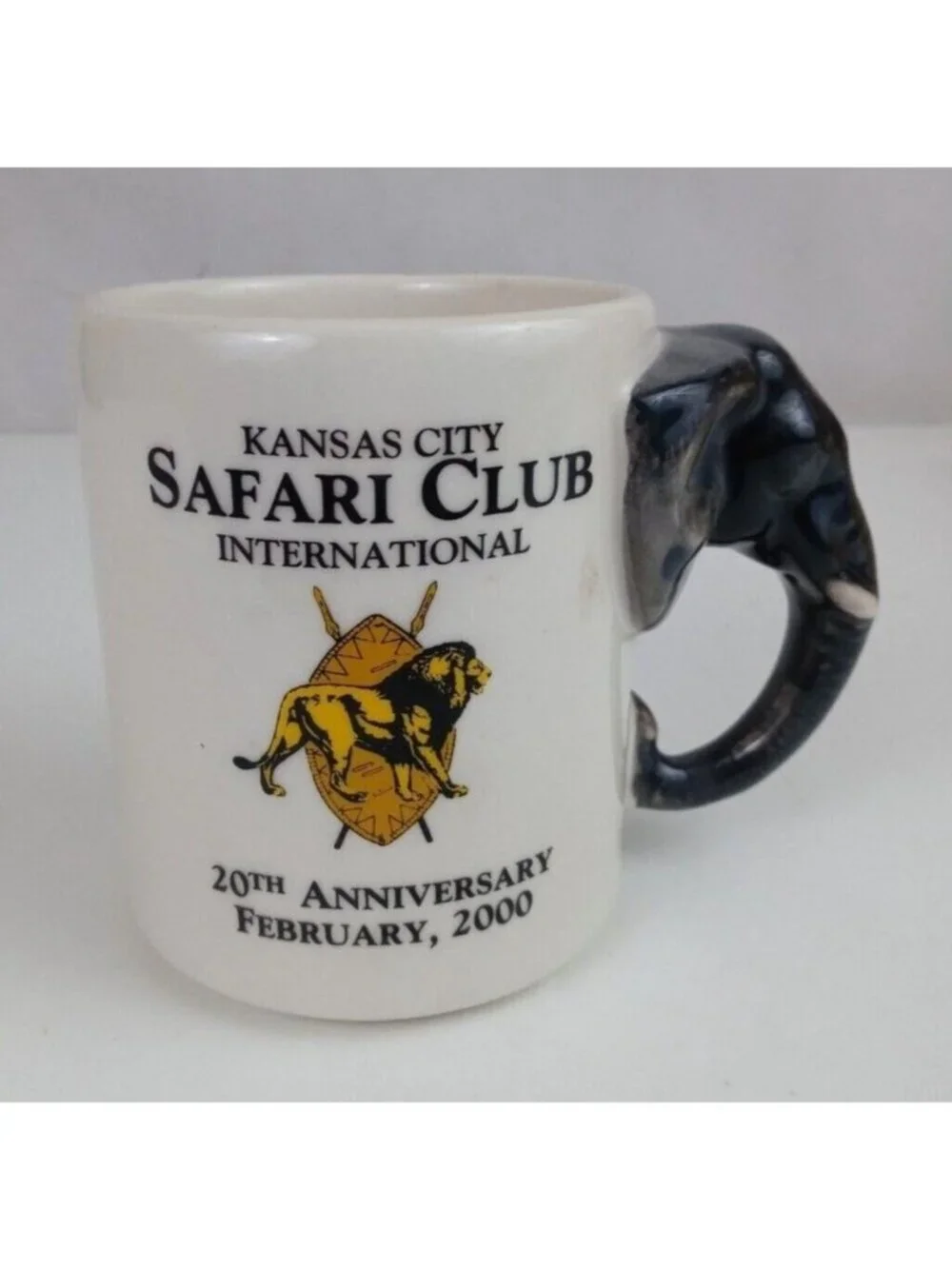 Kansas City Safari Club Int. 20th Anniversary Coffee Cup W/ Elephant Head Handle